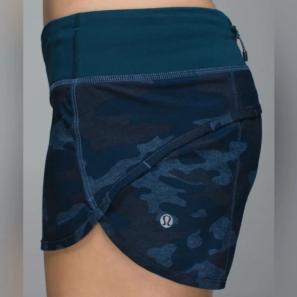 Lululemon Speed Short Heathered Texture Lotus Camo Oil Slick Alberta Lake Sz 6 - Picture 4 of 11